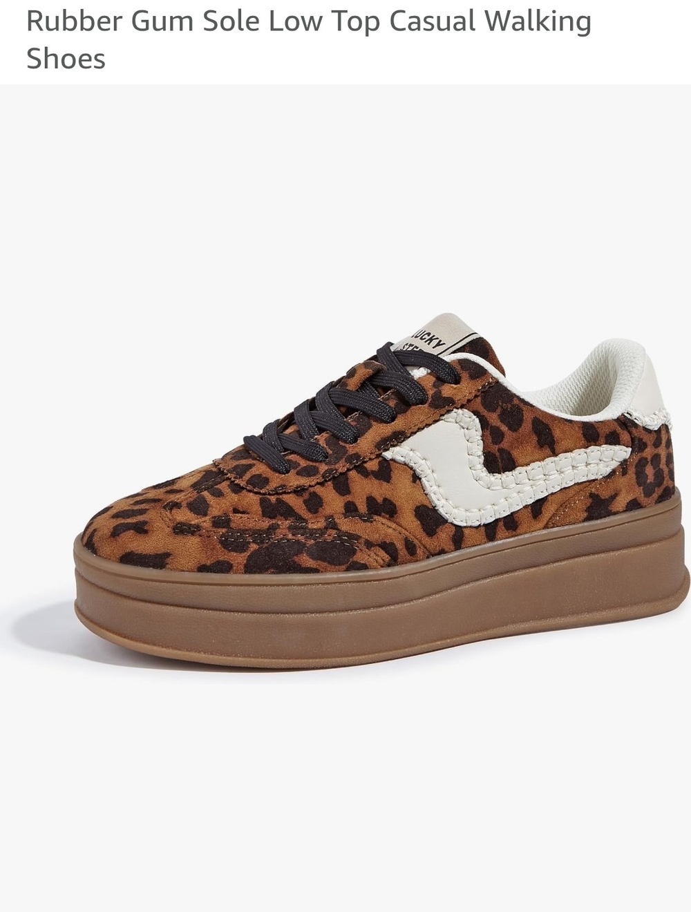 Leopard Print Casual Platform Sneakers - Brown